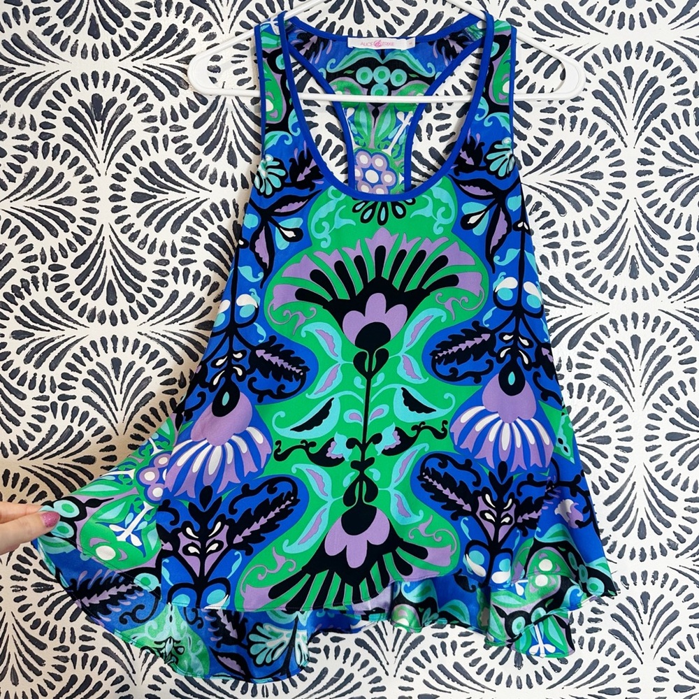 Alice & Trixie Bold Bohemian Silk Racerback Swing Tank Top